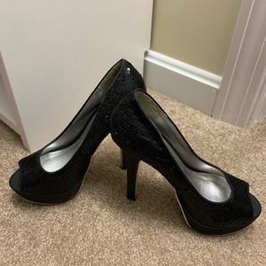 Black sequence sparkly heels